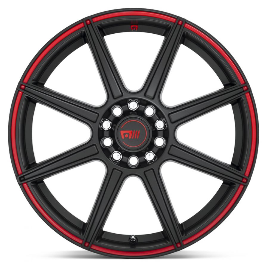 Motegi Racing<br>MR142 CS8 Satin Black Red Stripe (17x7)